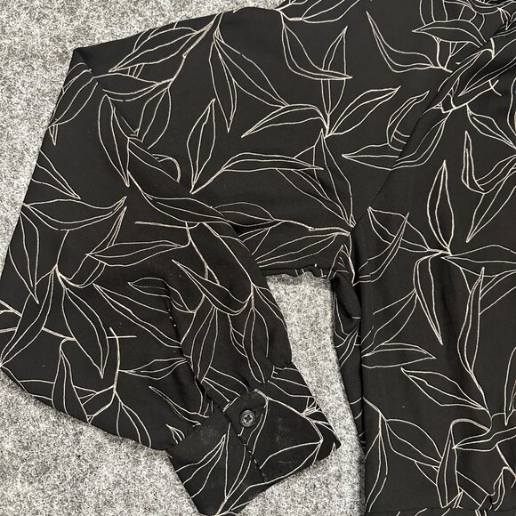 A New Day Womens Black Lilac Floral Print Midi Dress Medium Long Sleeve Elegant - Picture 2 of 11